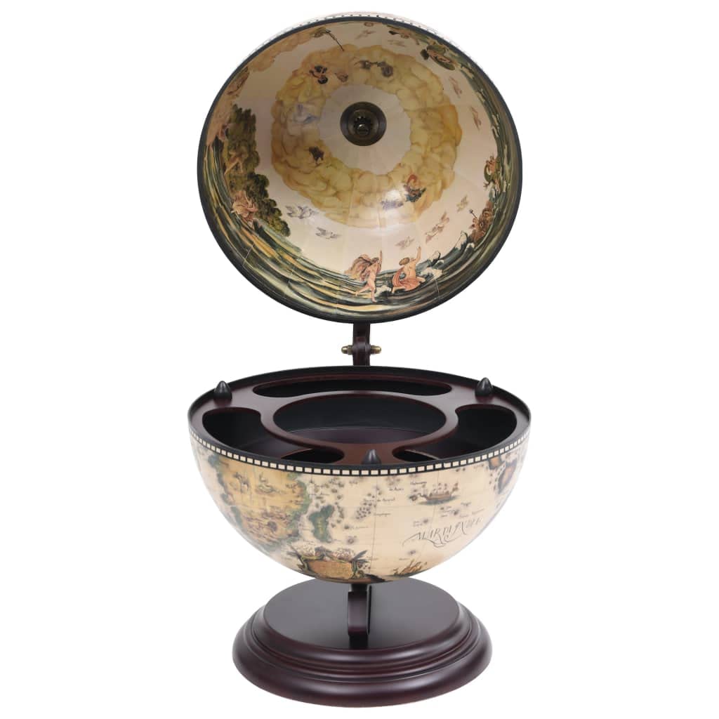 CHARMMA Tabletop Globe Bar Wine Stand - Eucalyptus Wood, White, 4.13KG - Perfect for Home Bars, Wine Cellars & Stylish Kitchen Decor