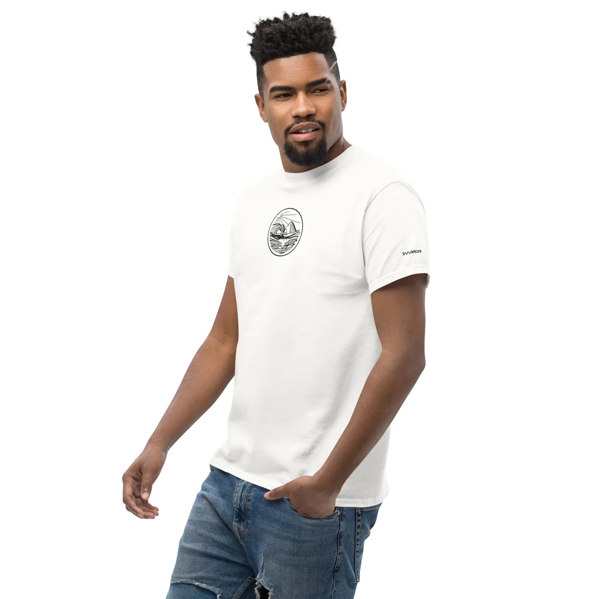 Designer Mountain Swimmer Graphic T-Shirt - Unisex Casual Tee for Men & Women | Perfect for Outdoor Adventures, Beach Trips, and Streetwear Fashion