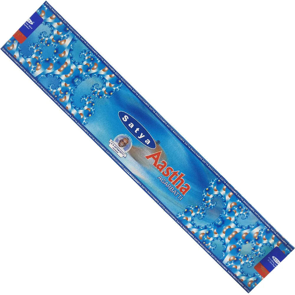 Satya Incense AASTHA 15g - Premium Natural Fragrance Sticks for Meditation, Yoga & Relaxation - Aromatherapy & Home Scenting Solution