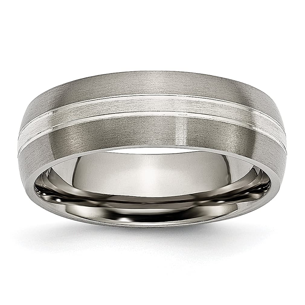 ICE CARATS 7mm Titanium Brushed 925 Sterling Silver Inlay Grooved Wedding Band Ring - Premium Fine Jewelry for Women | Perfect Anniversary, Engagement & Wedding Gift for Her | Everyday Wear & Special Occasions