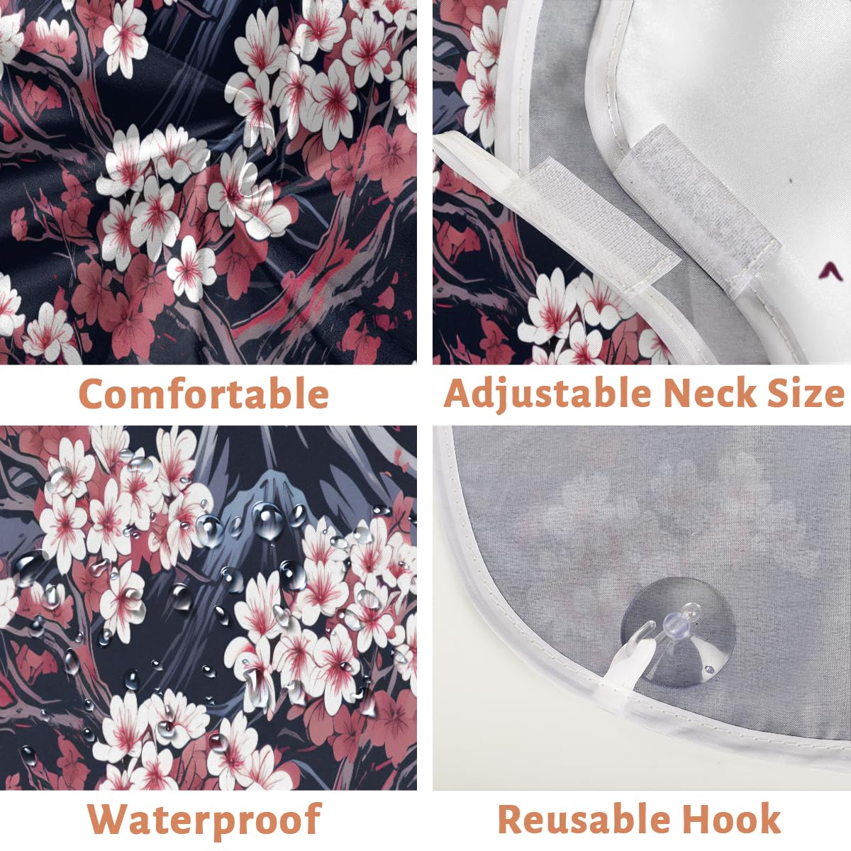 **Men's Waterproof Beard Shaving Bib - Cherry Pattern Barber Apron for Hair Dye & Makeup - Sink Hair Catcher for Beard Trimming & Lineup - Perfect Gift for Barbers & Stylists (Great for Home & Salon Use)**