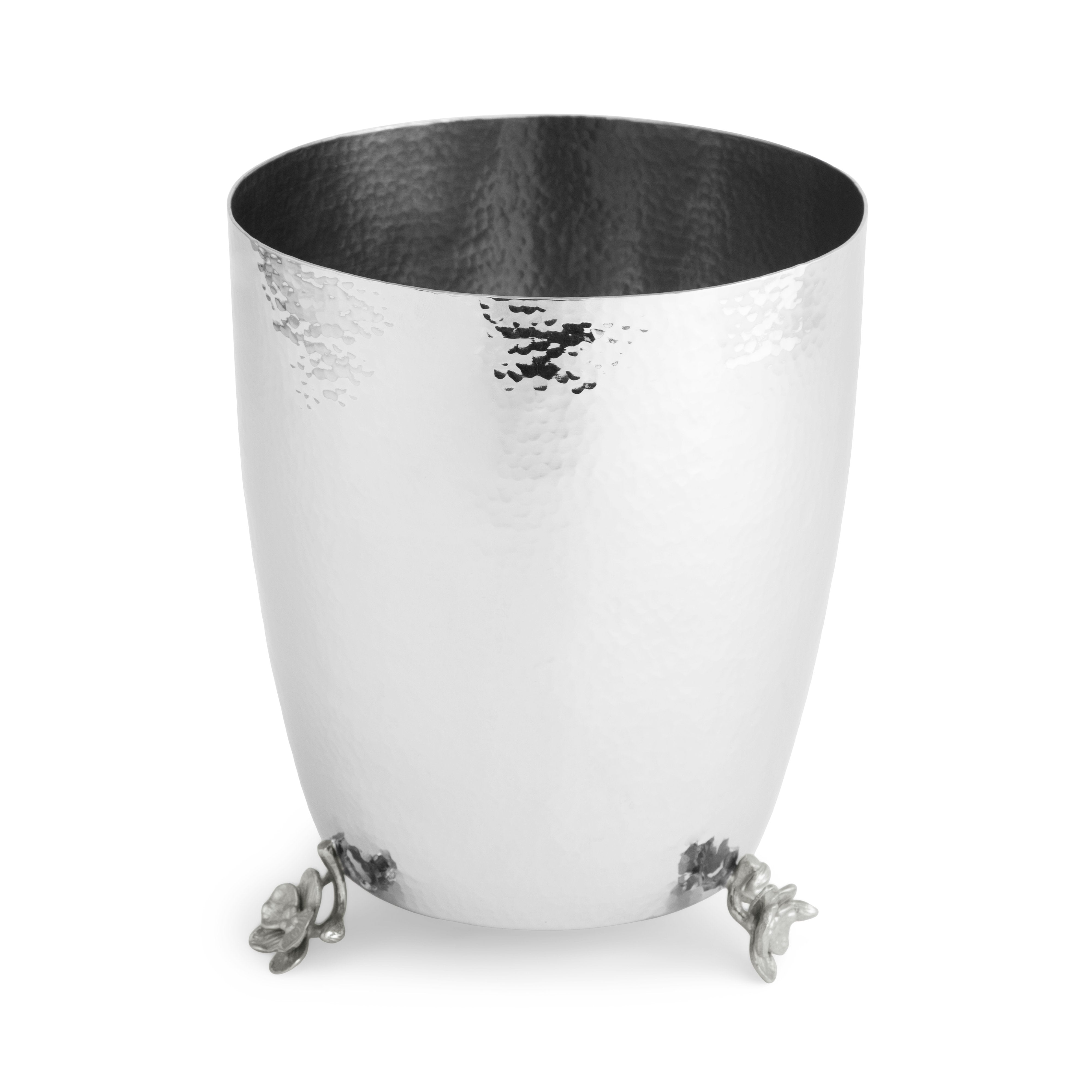 White Orchid Waste Basket - Elegant Trash Can for Home, Office & Bathroom | Small Garbage Bin with Lid | Perfect for Bedroom, Kitchen & Dorm Room