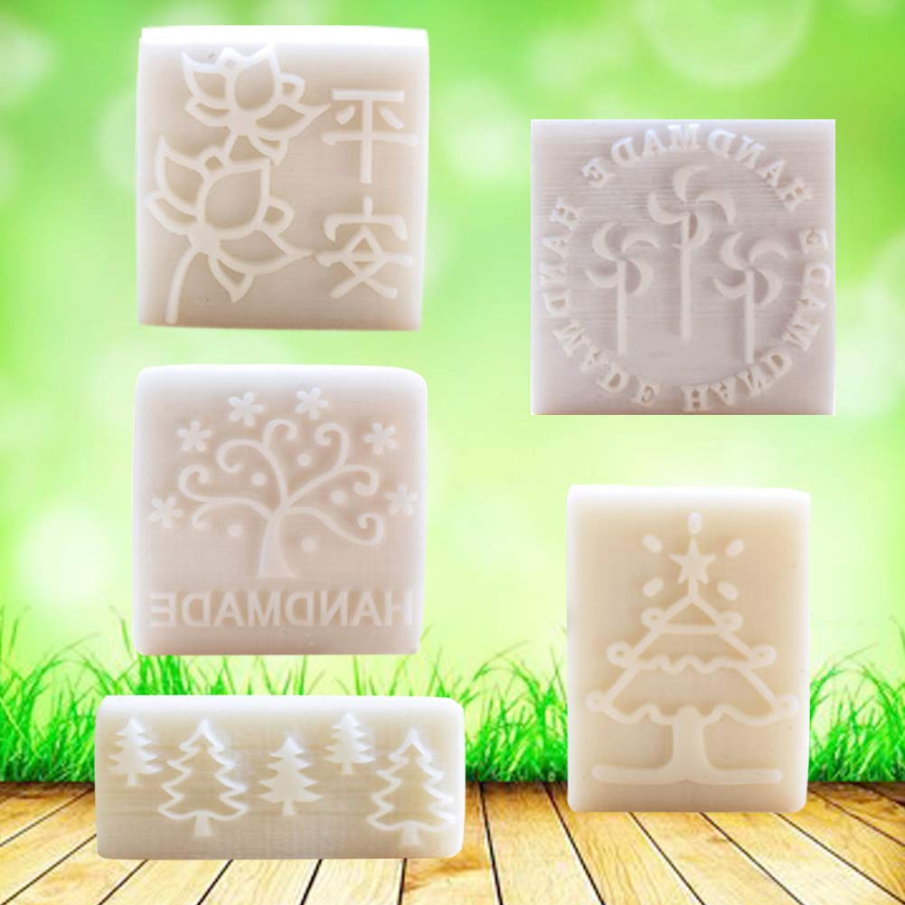 DIY White Resin Soap Stamp - Handmade Natural Soap Making Kit with Tree & Flower Patterns - Customizable Mini Soap Stamp for Personalized Soap Printing (Windmill Design) - Perfect for Handmade Gifts, Bath Decor & Craft Projects