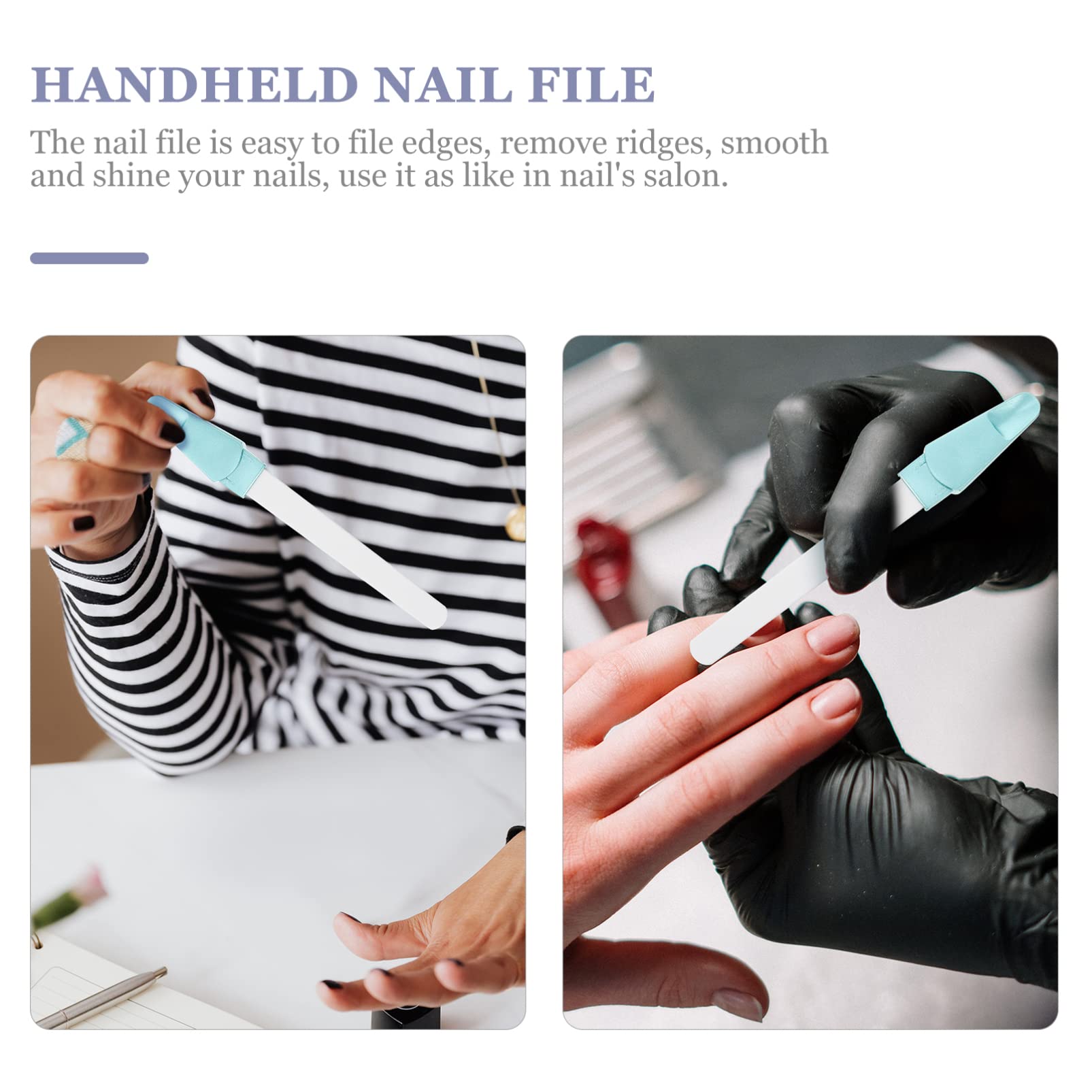 5-Piece Ceramic Nail File Set for Manicure & Pedicure - Natural Nail Care with PP Plastic Handle - Travel-Friendly Toenail & Fingernail Polishing Tools for Home, Salon & On-the-Go Use