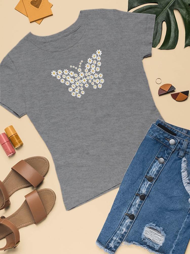 Women's Daisy Butterfly Print T-Shirt - Soft Cotton Casual Tee for Summer Outfits & Everyday Wear