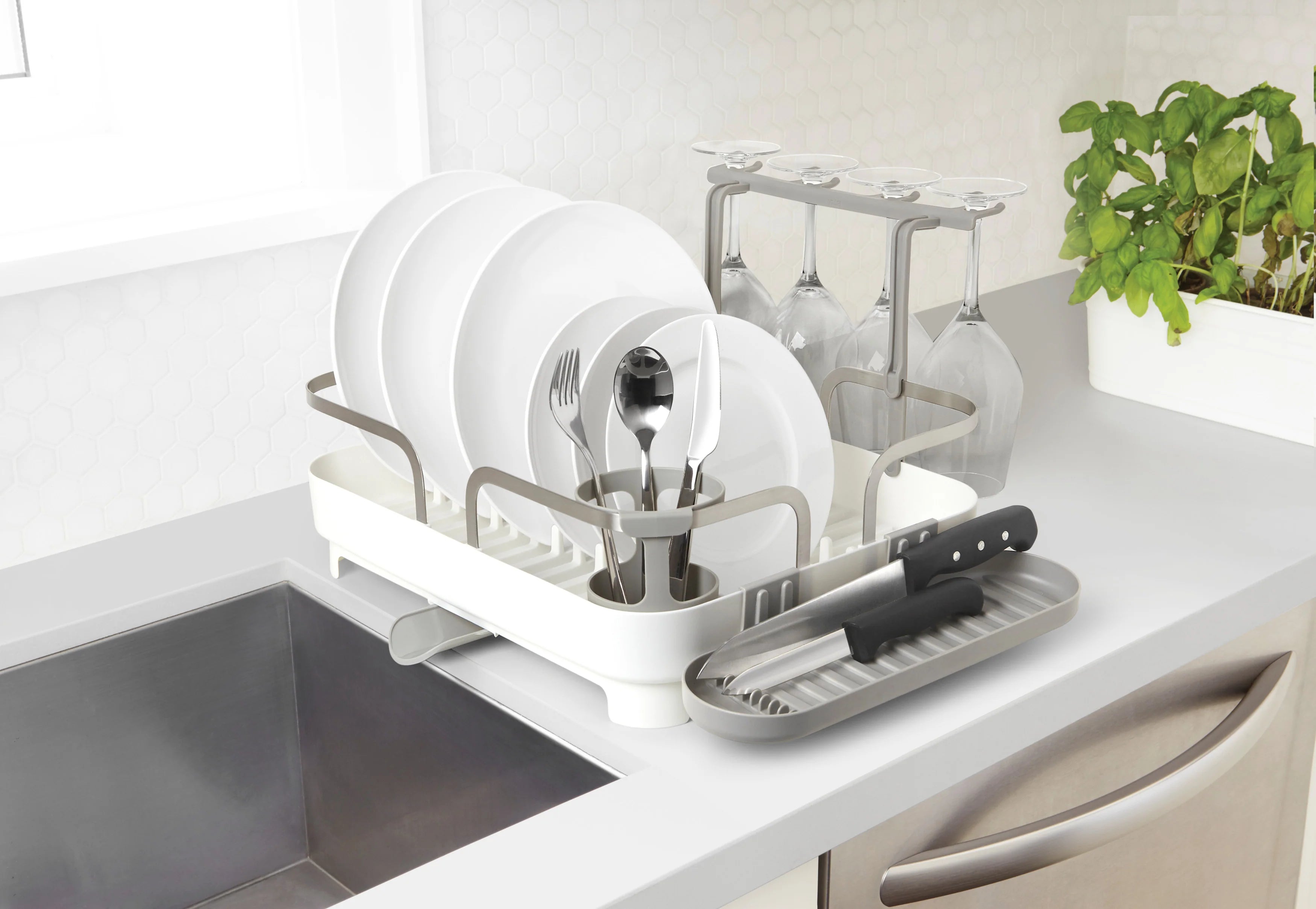 Stainless Steel Holster Dish Rack - Space Saving Kitchen Organizer for Plates, Bowls & Utensils - Perfect for Small Apartments, RVs & Compact Kitchens