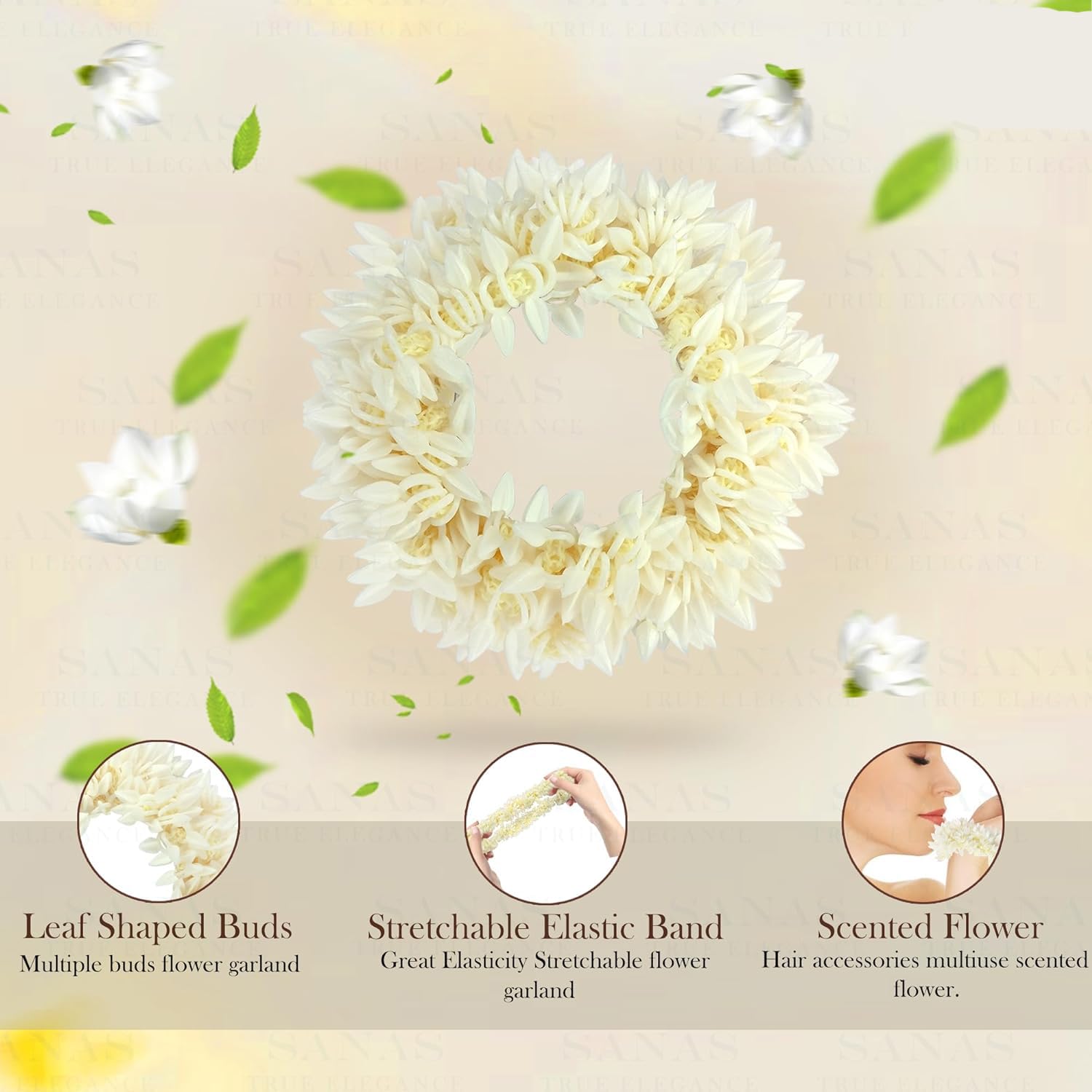 White Hair Gajra for Women - South Indian Wedding Hair Accessories with Artificial Mogra Flowers | Bun Maker Extension for Girls | Jasmine Flower Gajra Hairstyling Juda Maker (Pack of 2) - Perfect for Weddings, Festivals, and Traditional Indian Hairstyles