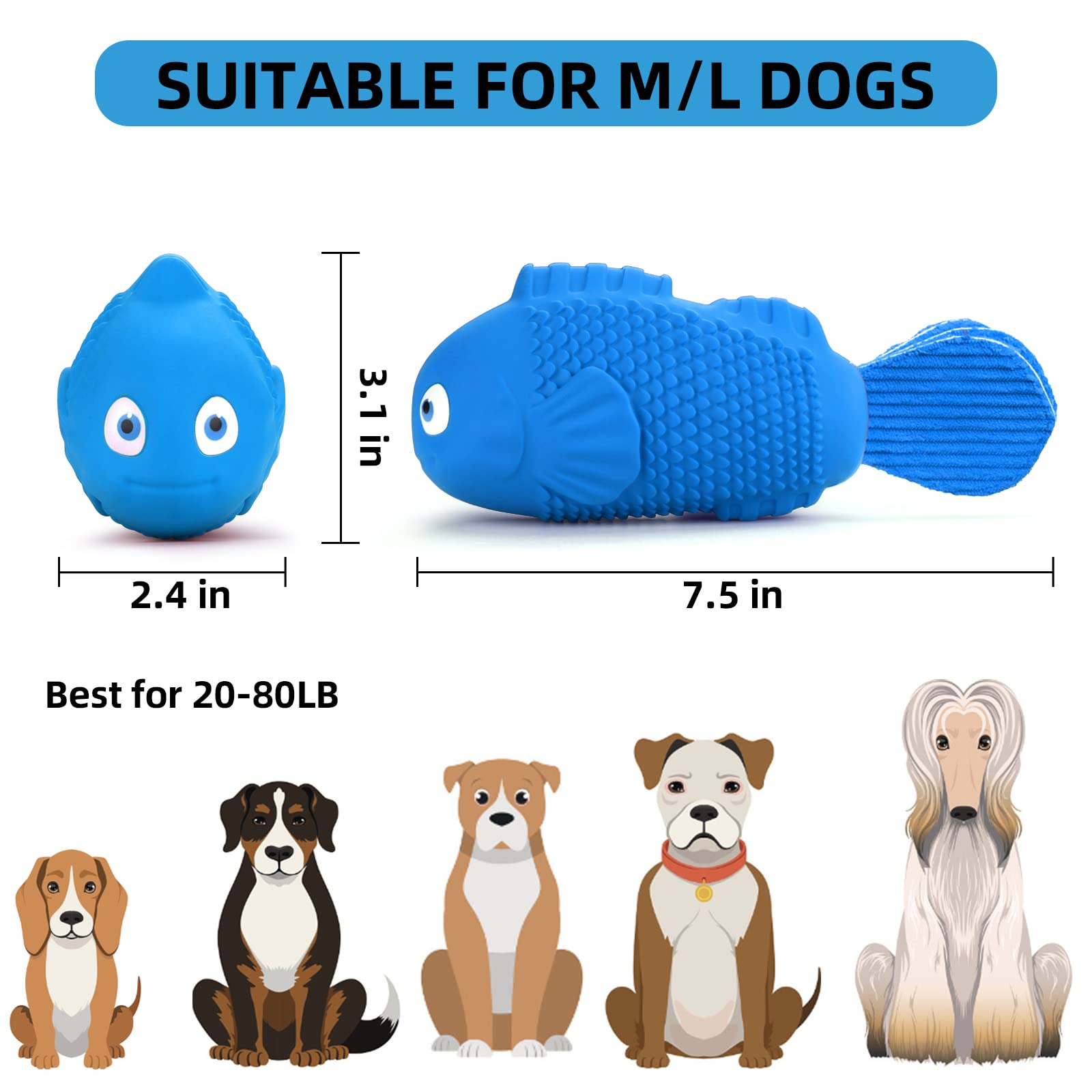 WinTour Durable Indestructible Dog Chew Toys for Aggressive Chewers - Squeaky Bacon-Flavored Tough Toys for Medium & Large Breed Dogs - Perfect for Teething, Boredom Relief & Playtime