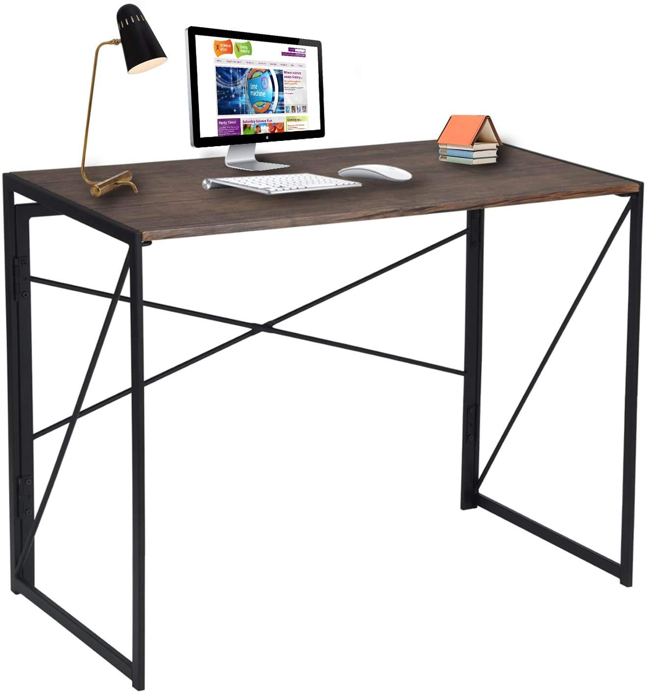 CRX 39-inch Folding Computer Desk - Modern Home Office Desk for PC, Laptop, Gaming & Study | Space-Saving Foldable Writing Desk in Gray Wood Finish | Perfect for Small Spaces, Dorm Rooms & Home Offices