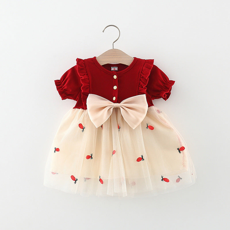 Baby Girl Bowknot Birthday Party Princess Gauze Dress - Elegant & Comfortable for 1st Birthday, Photo Shoots & Special Occasions