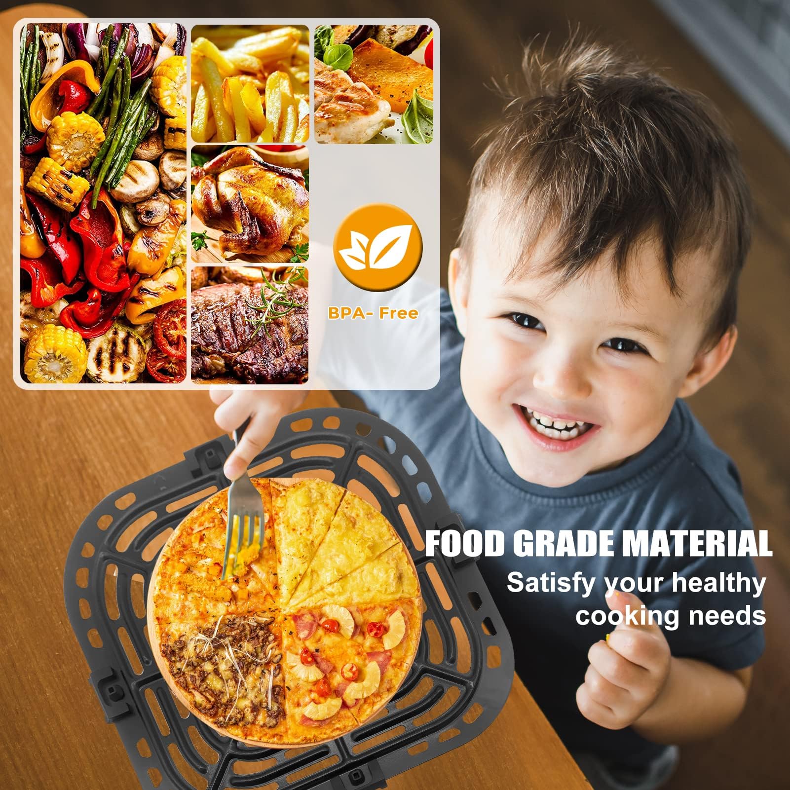 Non-Stick Air Fryer Grill Plate for Instant Pot Vortex Plus 6-in-1 & Gourmia GAF735 6QT Air Fryers - Replacement Tray Rack & Crisper Plate Accessories - Dishwasher Safe - Perfect for Grilling, Roasting & Crisping Meals