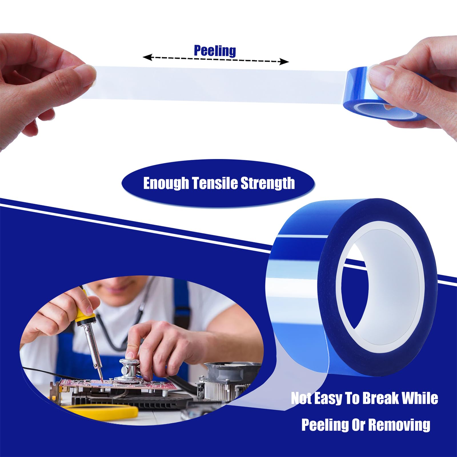 6 Rolls 20mm x16m (52FT) High Temperature Heat Resistant Tape - Blue Heat Transfer Tape for Sublimation Press, Vinyl, No Residue - Perfect for T-Shirt Printing, DIY Crafts & Heat Press Projects