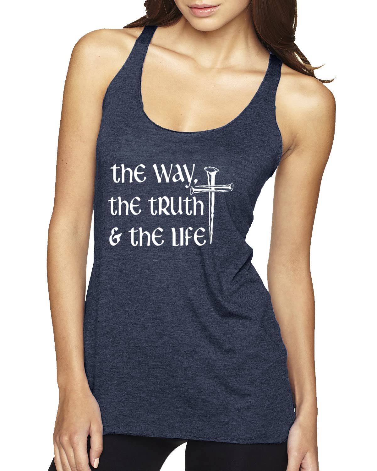 Inspirational Christian Tri-Blend Racerback Tank Top - The Way, The Truth & The Life - Soft & Comfortable Women's Workout & Casual Wear