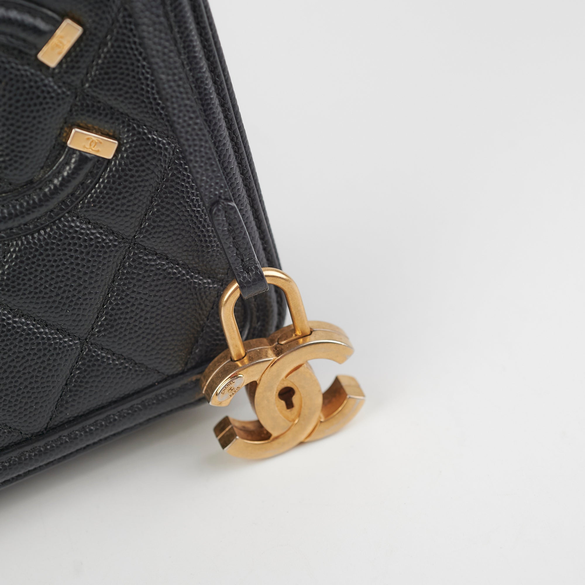 Chanel Caviar CC Filigree Vertical Vanity Case Bag Black | Luxury Designer Handbag for Women | Perfect for Evening Events, Parties & Special Occasions