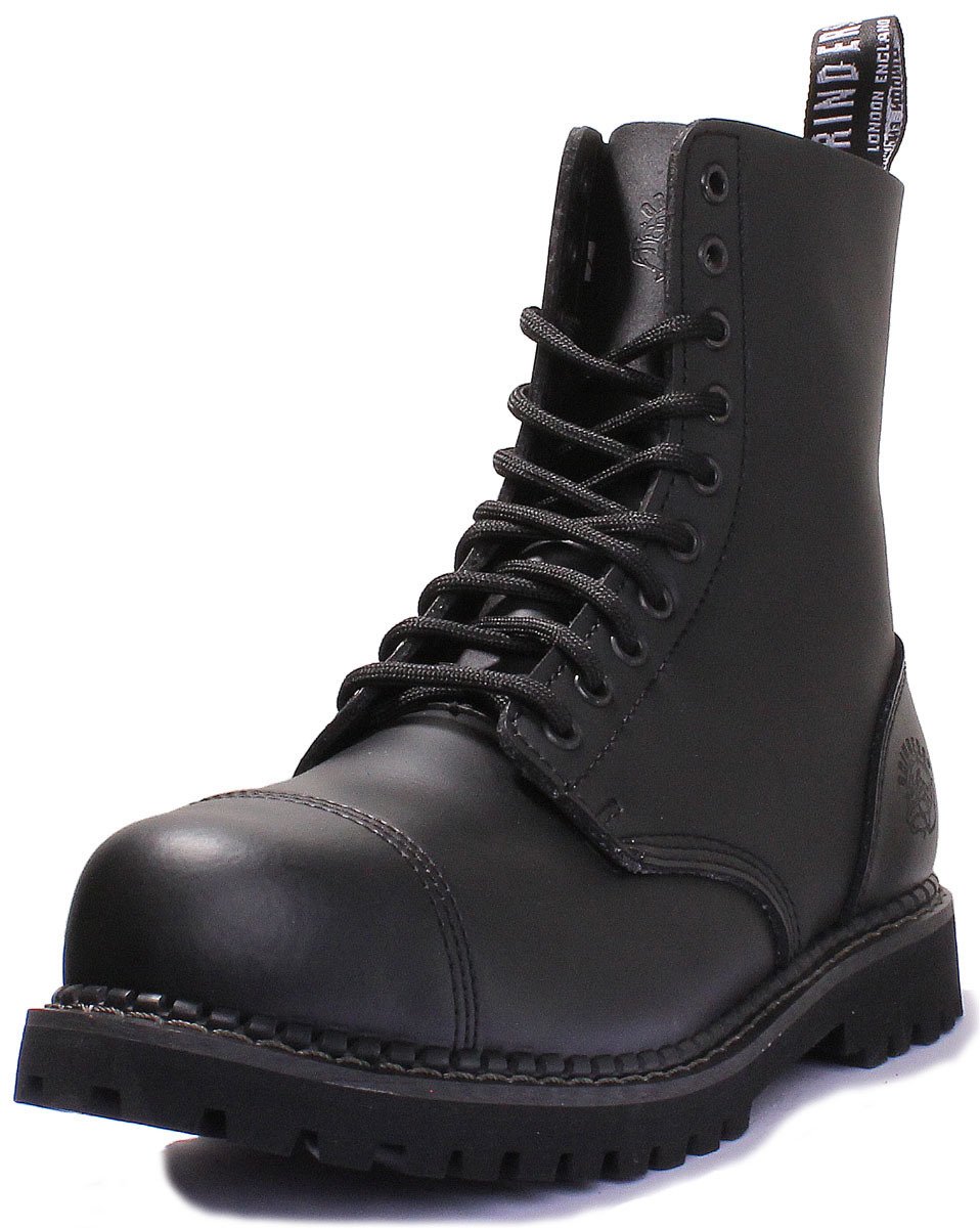 Stag CS Derby Boots for Women - Black Leather Grinder Boots UK Size 5 | Comfortable Ankle Boots for Casual Wear, Work & Night Out