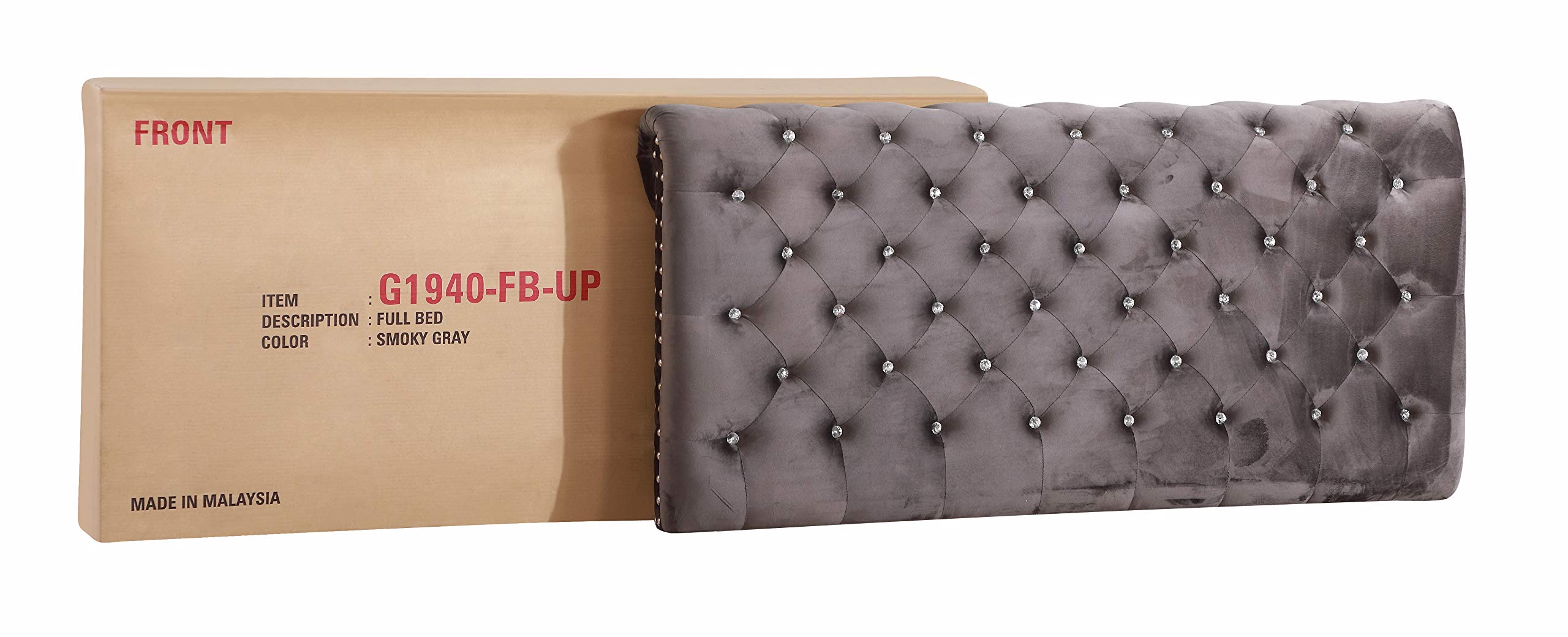 Glory Furniture Tufted Upholstered Full Size Bed in Gray - Luxurious Bedroom Furniture for Master Bedroom or Guest Room