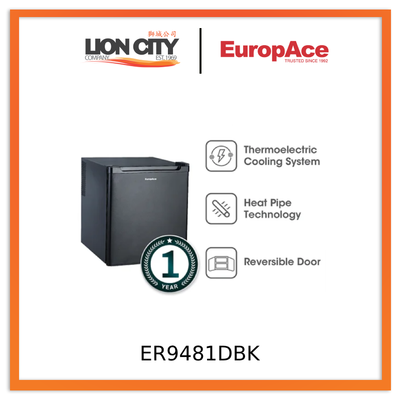 Europace ER9481DBK 48L Thermoelectric Mini Bar Fridge - Compact Beverage Cooler for Home, Office, Dorm | Energy Efficient, Quiet Cooling for Drinks, Snacks, Cosmetics | Perfect for Bedroom, Kitchen, Small Spaces
