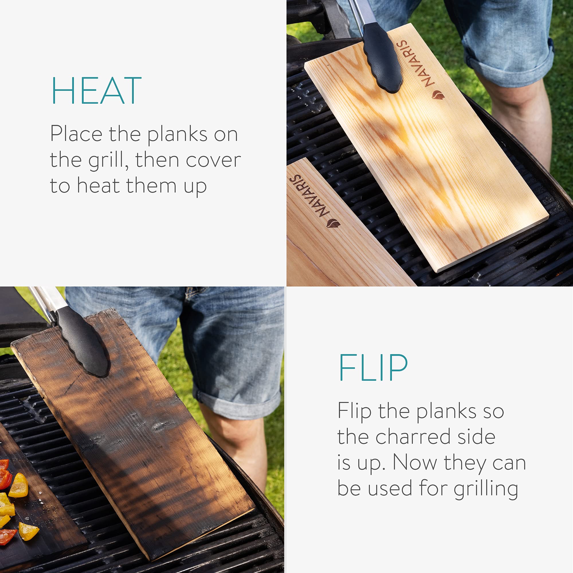 Premium Cedar Grilling Planks for BBQ - 6 Natural Wooden Planks for Smoking Meats, Fish & Vegetables - 30x15cm Smokey Western BBQ Accessories - Perfect for Outdoor Cooking, Camping & Backyard Grilling