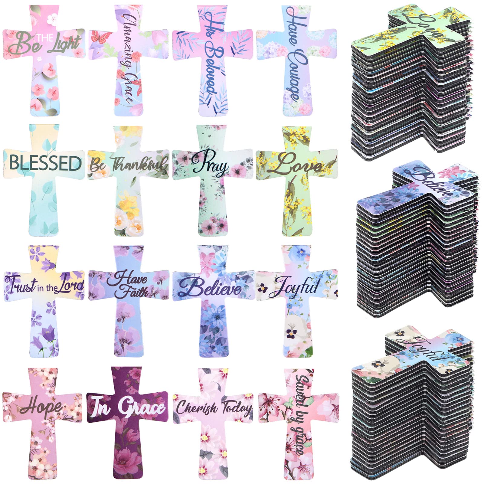 Outus 96-Piece Magnetic Christian Cross Bookmarks Set - Inspirational Bible Verse Page Clips for Women, Students & School Gifts (16 Floral Designs) - Perfect for Bible Study, Book Clubs & Religious Reading Accessories