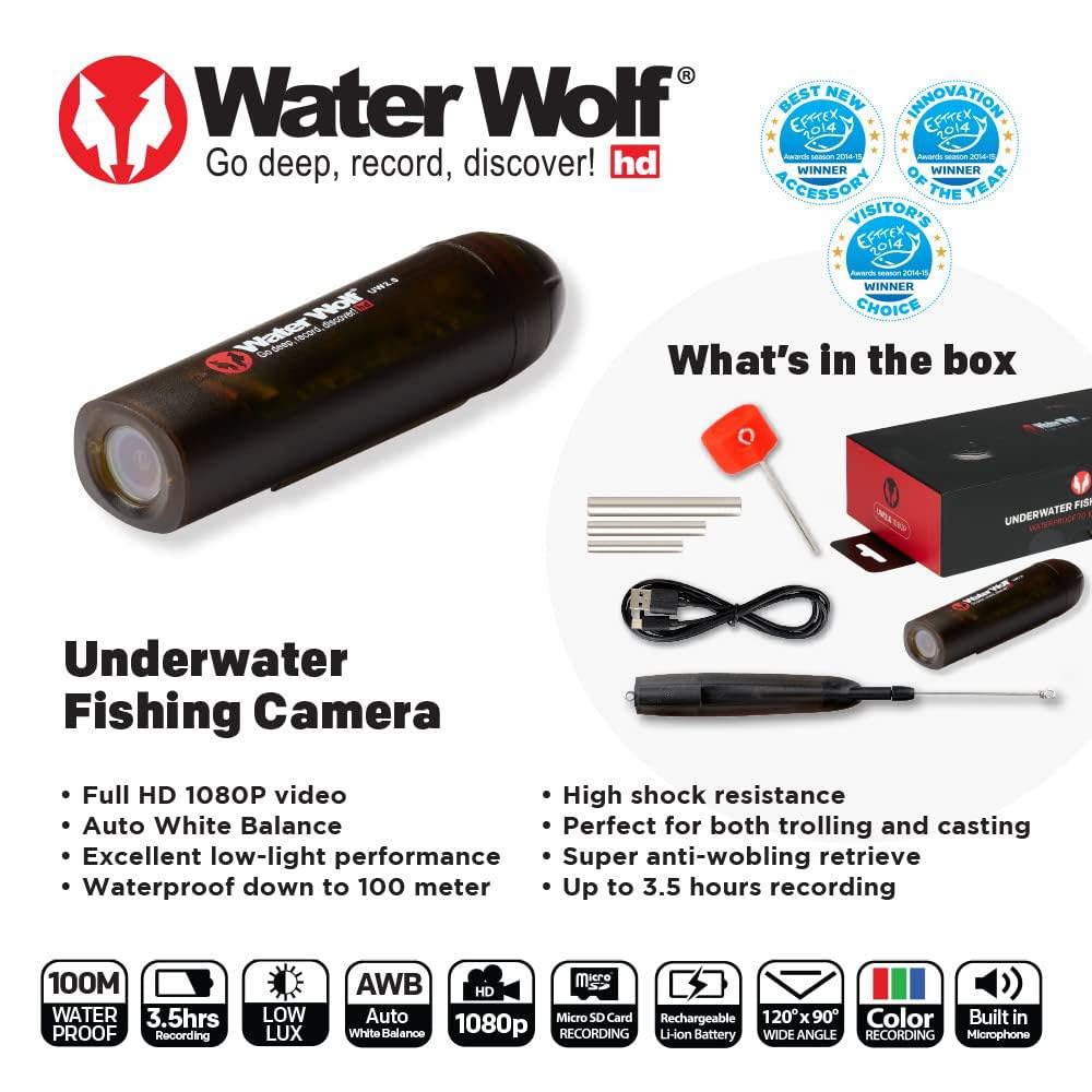 Waterwolf Underwater Fishing Camera 2.0 - 1080P HD Waterproof Action Camera for Scuba Diving, Spearfishing & Marine Exploration | Perfect for Underwater Photography, Ice Fishing & Boat Safety