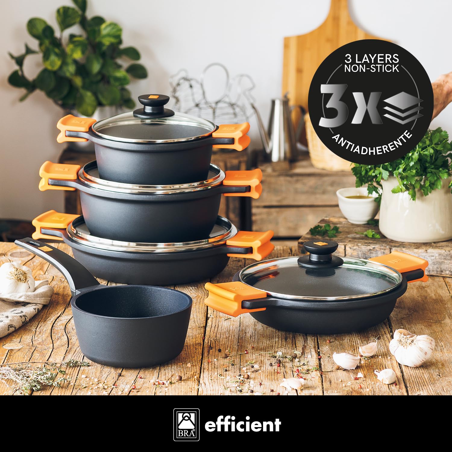 Premium 5-Piece Nonstick Cast Aluminum Cookware Set - Induction Compatible, Durable & Scratch-Resistant, Black - Perfect for Frying, Sautéing & Everyday Cooking [Amazon Exclusive]