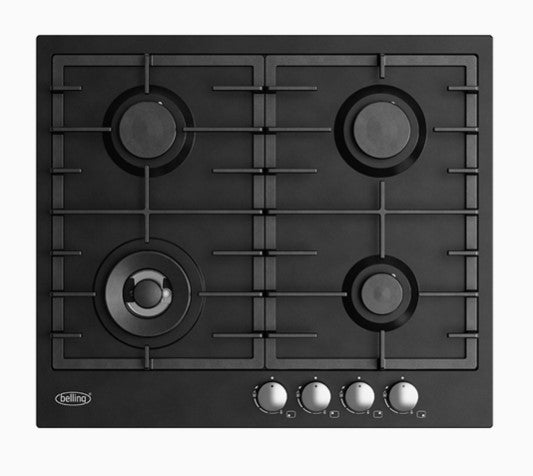 Belling BCT60GCBK 60cm Black Enamel Gas Cooktop - Perfect for Modern Kitchens, Home Cooking & Professional Chefs