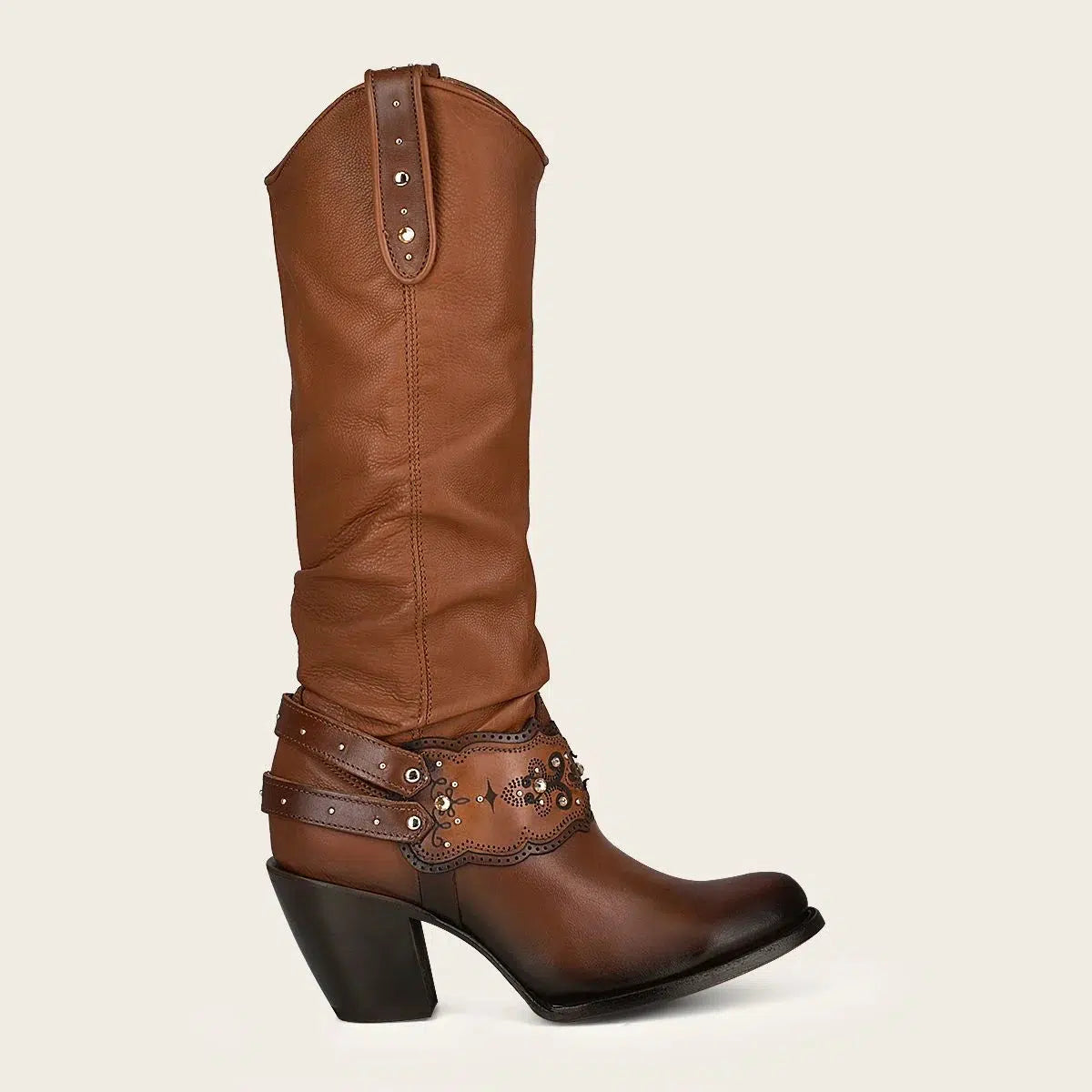 1Z41RS Women's Cuadra Golden Casual Cowgirl Leather Knee High Boots - Stylish Western Fashion for Rodeo, Country Dance & Everyday Wear