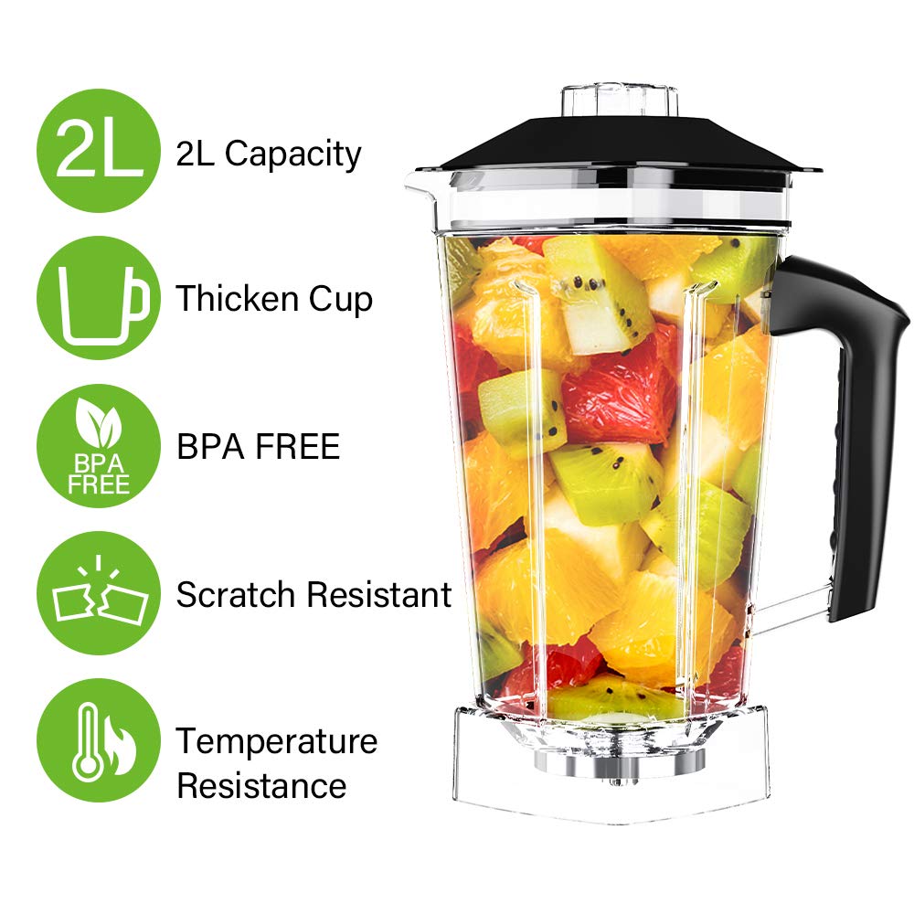2200W High-Power Professional Countertop Blender - 2L Glass Jar for Smoothies, Shakes & Food Prep - Built-in Timer, Quiet Operation - Perfect for Home Kitchens, Juice Bars & Healthy Lifestyles