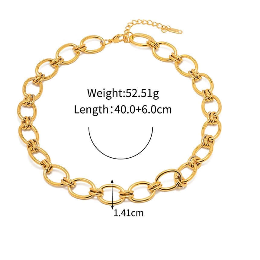 18K Gold Plated Stainless Steel Chunky Chain Bracelet and Necklace Set - Trendy Layered Jewelry for Women | Perfect for Everyday Wear, Parties & Gifts | JDB434