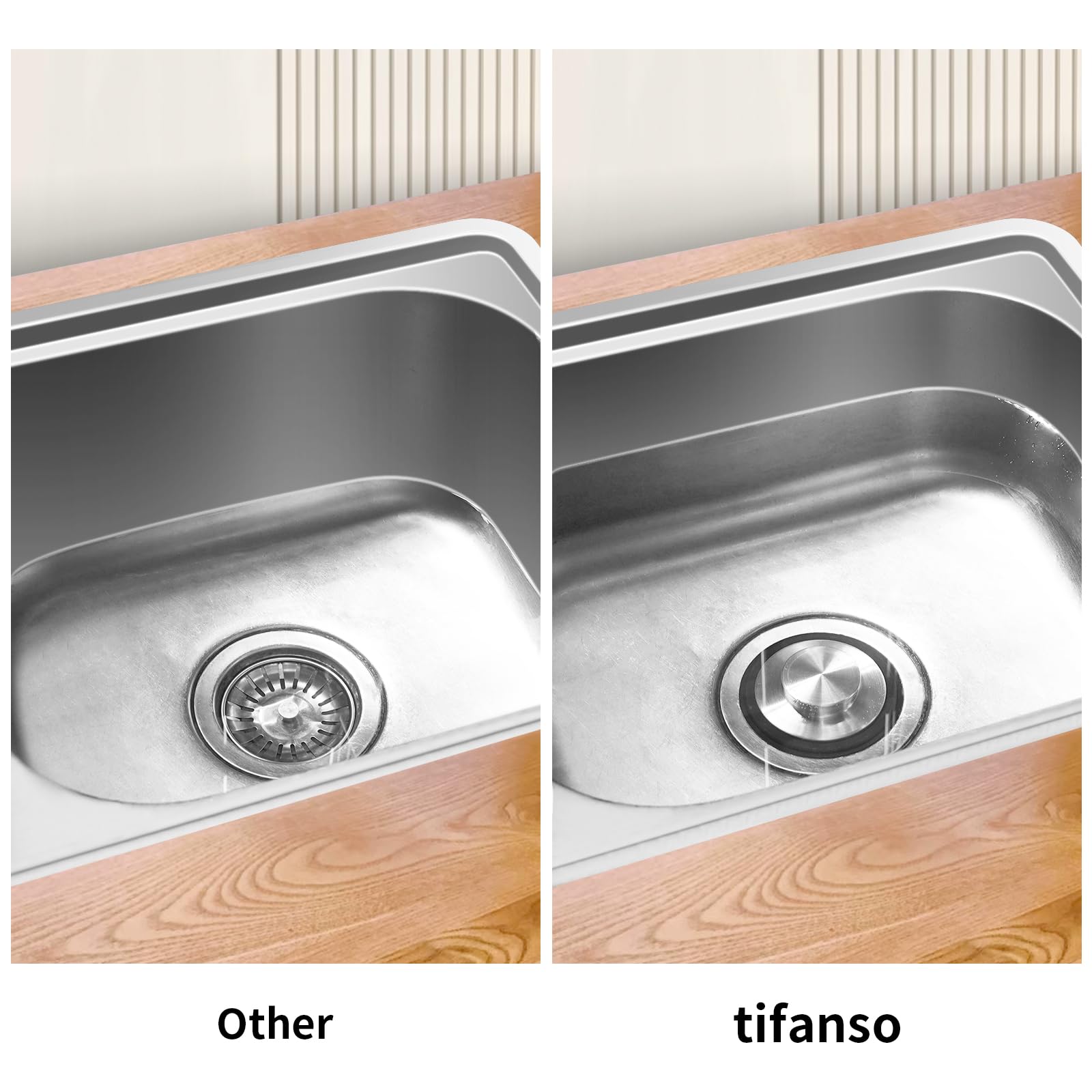 Tifanso 2PCS Stainless Steel Kitchen Sink Drain Stopper Cover - 3.34 Inch Garbage Disposal Plug for Standard 3-1/2 Inch Sinks | Perfect for Clog Prevention & Easy Cleaning in Home Kitchens
