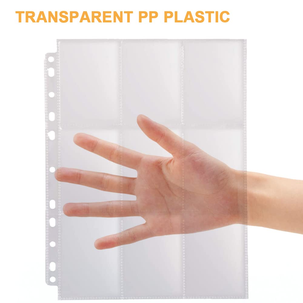 900 Pockets Baseball Card Sleeves - FOME Double-Sided 9-Pocket Trading Card Protector Sheets with 11 Holes, Fits 3-Ring Binder for Collectors (50 Pages) - Perfect for Organizing Baseball Cards, Trading Cards, Business Cards & Game Cards