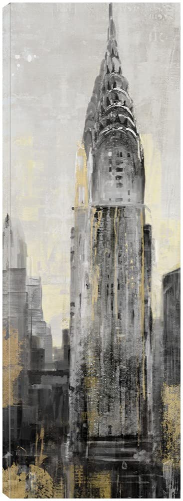Heather Hayes Fine Art Canvas Wall Decor - Manhattan Metals I - 14x38 Inches - Ready to Hang - Modern Abstract Painting for Living Room, Bedroom, Office & More - Perfect for Home, Office & Commercial Spaces