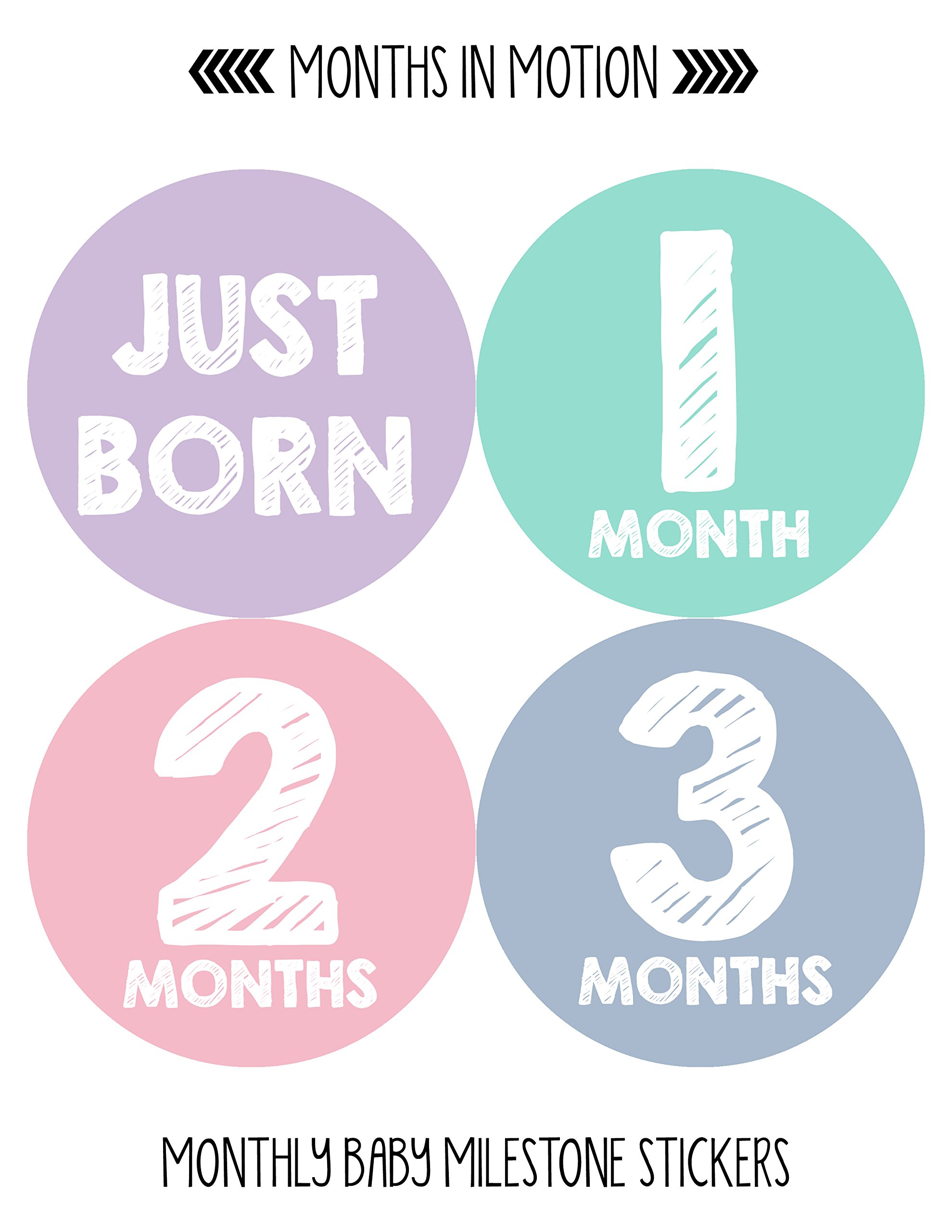 Baby Monthly Milestone Stickers Set of 20 - Newborn Girl Growth Tracking Stickers - Cute Photo Props for First Year Development - Perfect for Baby Photo Albums, Scrapbooking & Monthly Milestone Photos