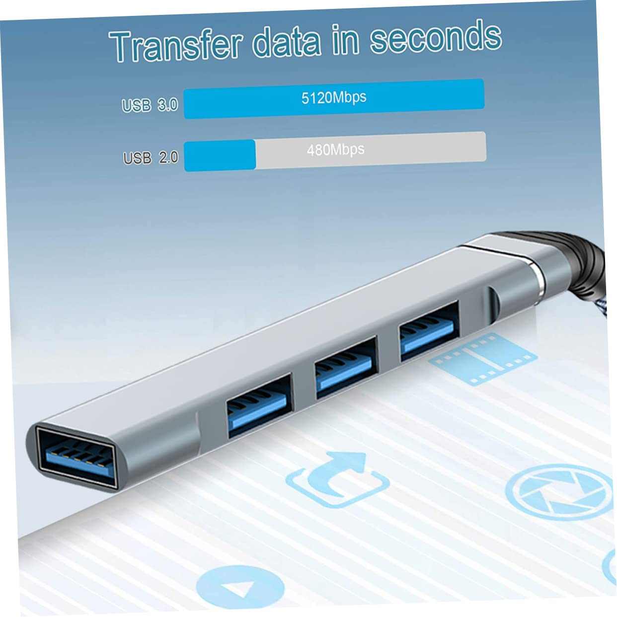 Hemobllo 3-Port USB 3.0 Hub Splitter for Laptop - High-Speed Data Transfer, Portable USB Expander Adapter - Perfect for Office, Travel & Home Use with Multiple Devices