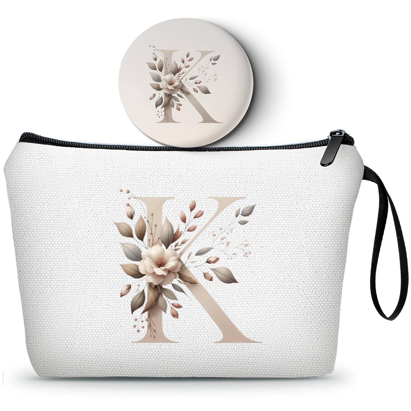 Personalized Monogram Makeup Bag with Mirror - Unique Gifts for Women, Mom, Daughter, Sister, Teacher & Bride - Birthday, Wedding & Special Occasion Gifts - Perfect for Travel, Cosmetics Storage & Everyday Use