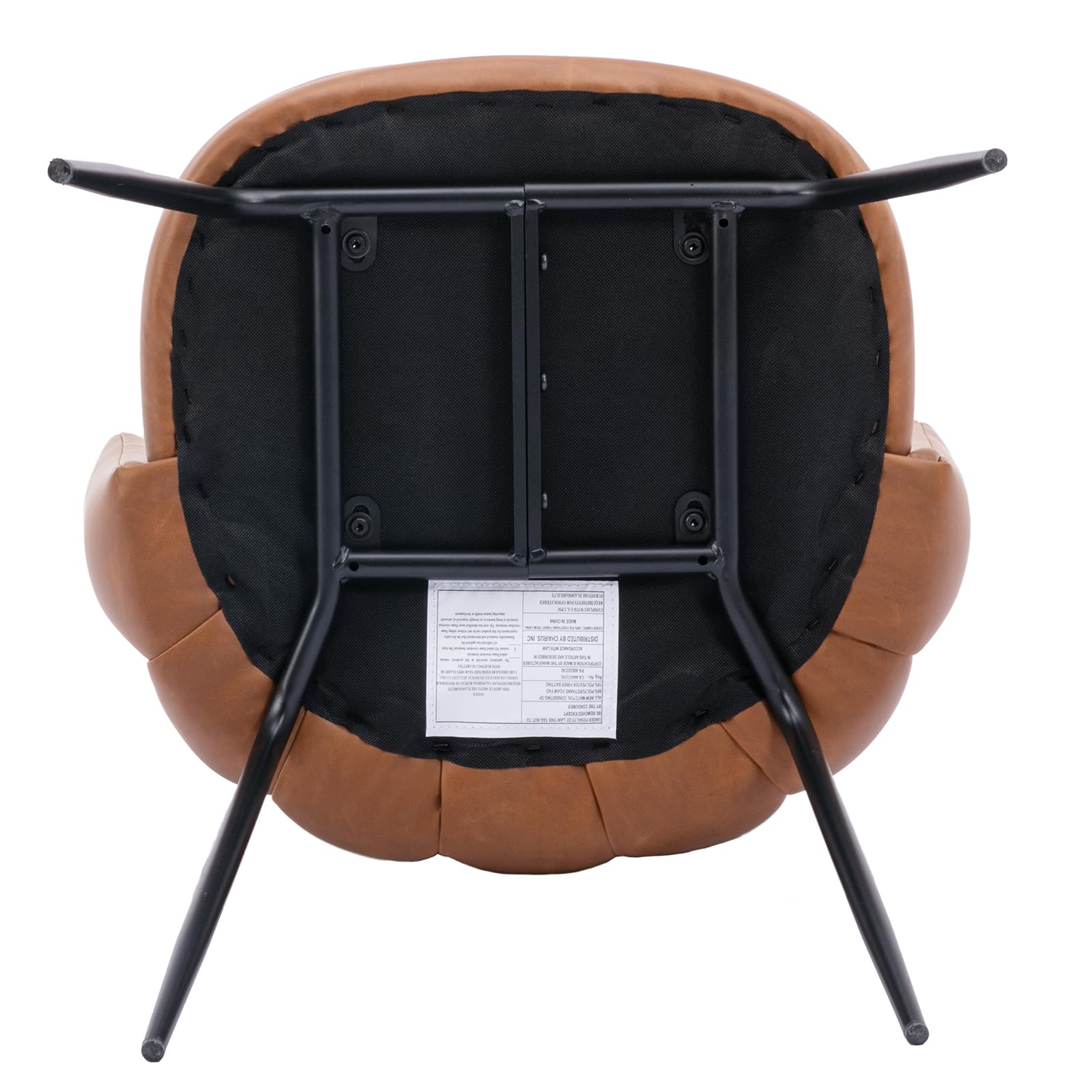 2 Pack Faux Leather Dining Chairs Set - Modern Accent Chairs with Petal Back Design & Sturdy Black Metal Legs, Comfortable Upholstered Side Chairs for Kitchen, Living Room, Restaurant or Office - Brown Leather-Like Seating Solution for Home & Commercial Spaces