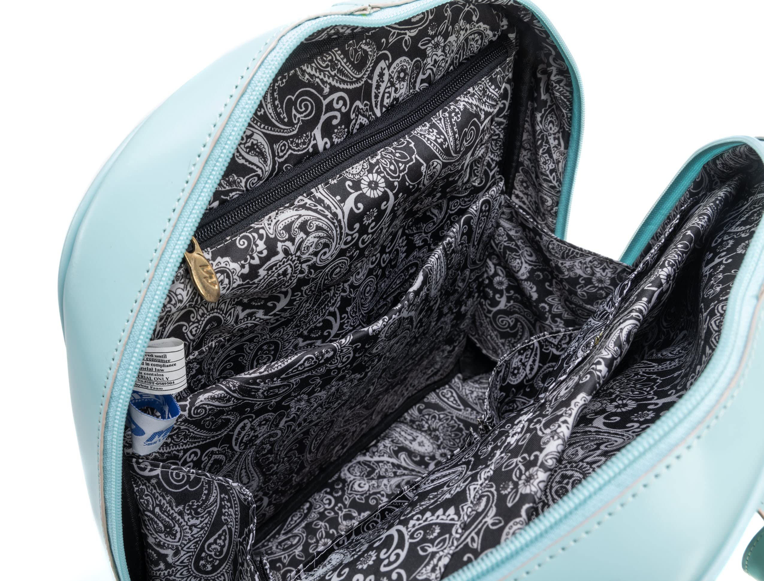 Stylish Women's Leather Business Backpack for Laptop & Tablet - Aqua Blue Small Size | Perfect for Office, Commuting & Travel
