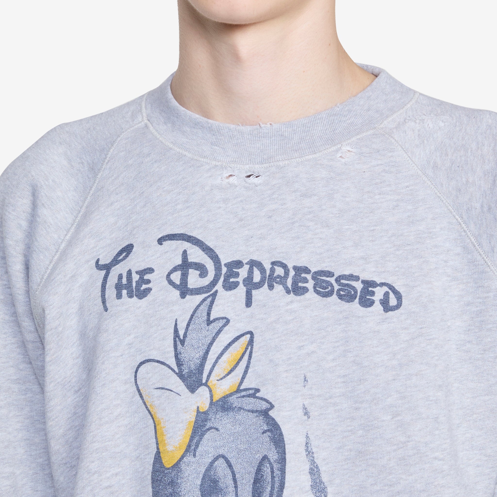 Destroyed Weedie Pie Raglan Sweat Light Grey Marl - Oversized Distressed Sweatshirt for Women | Casual Streetwear, Loungewear & Fall Fashion