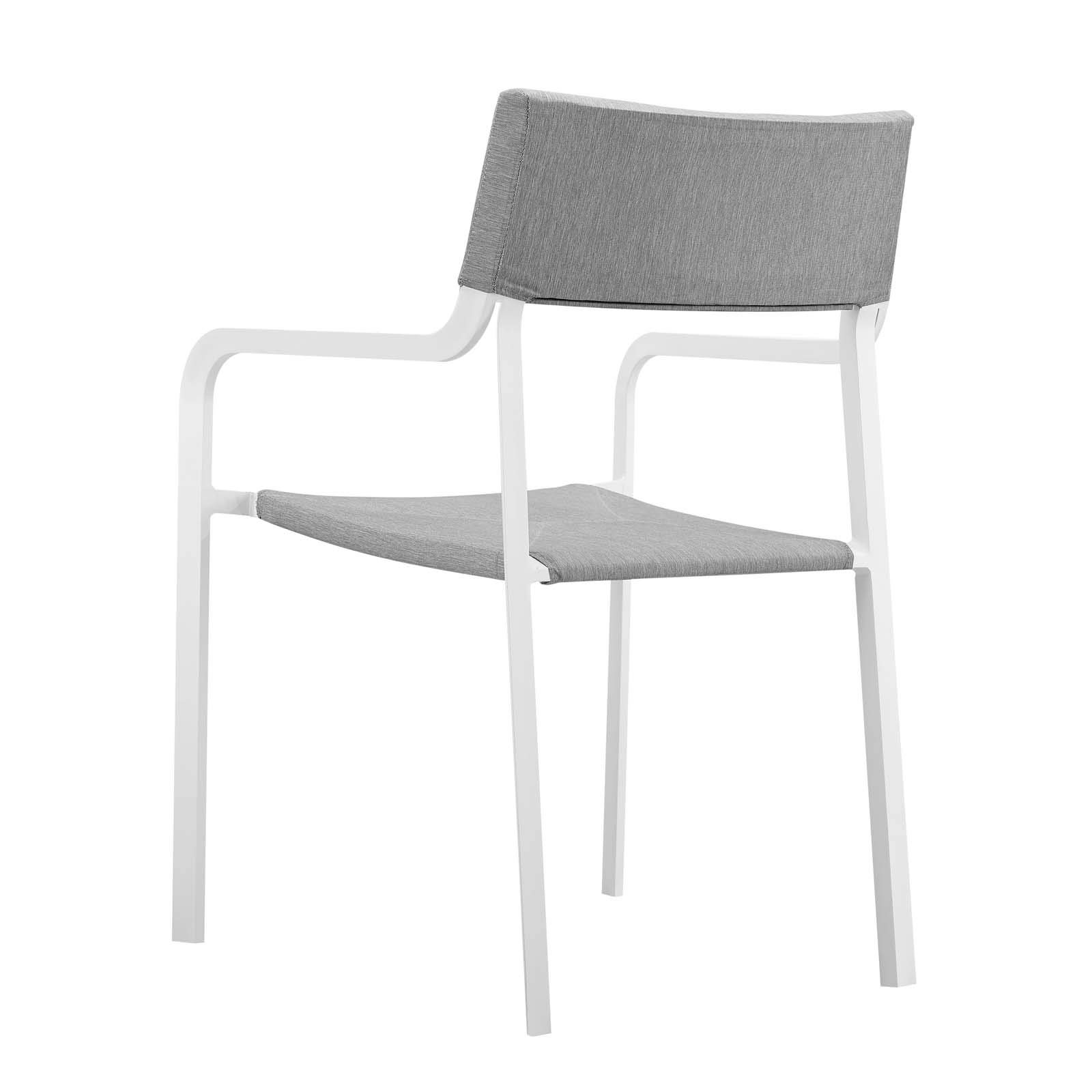 Modern Outdoor Patio Dining Armchair - Waterproof Fabric & Aluminum Frame - White & Gray - Perfect for Garden, Poolside, and Backyard Relaxation