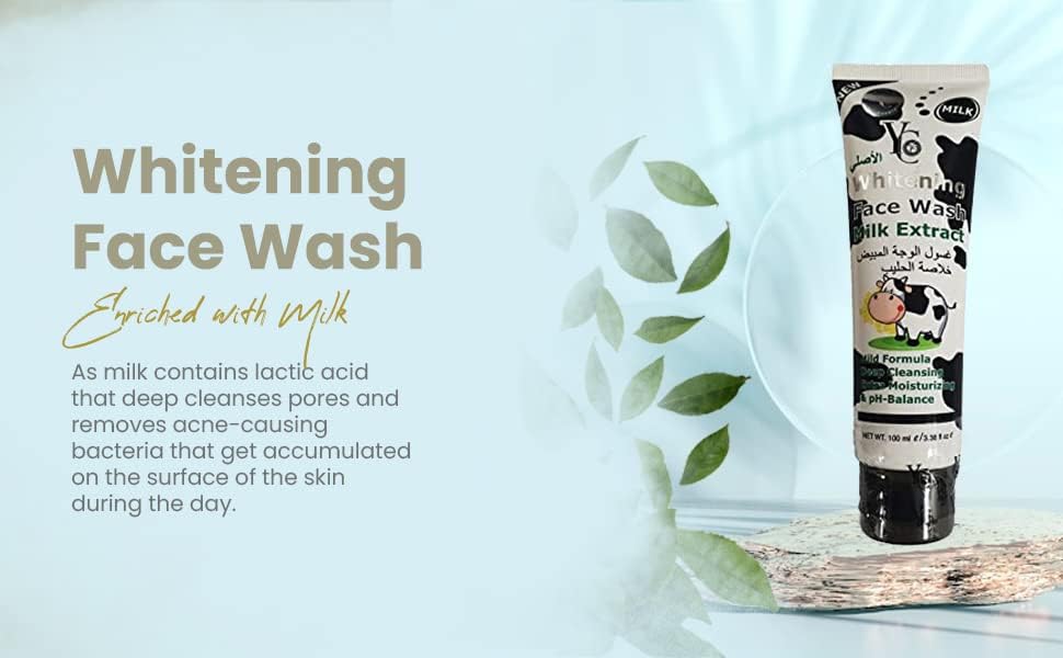 YC Face Wash 200ml with Milk Extract - Gentle Cleansing for Dry & Sensitive Skin - Daily Skincare Routine for Men & Women