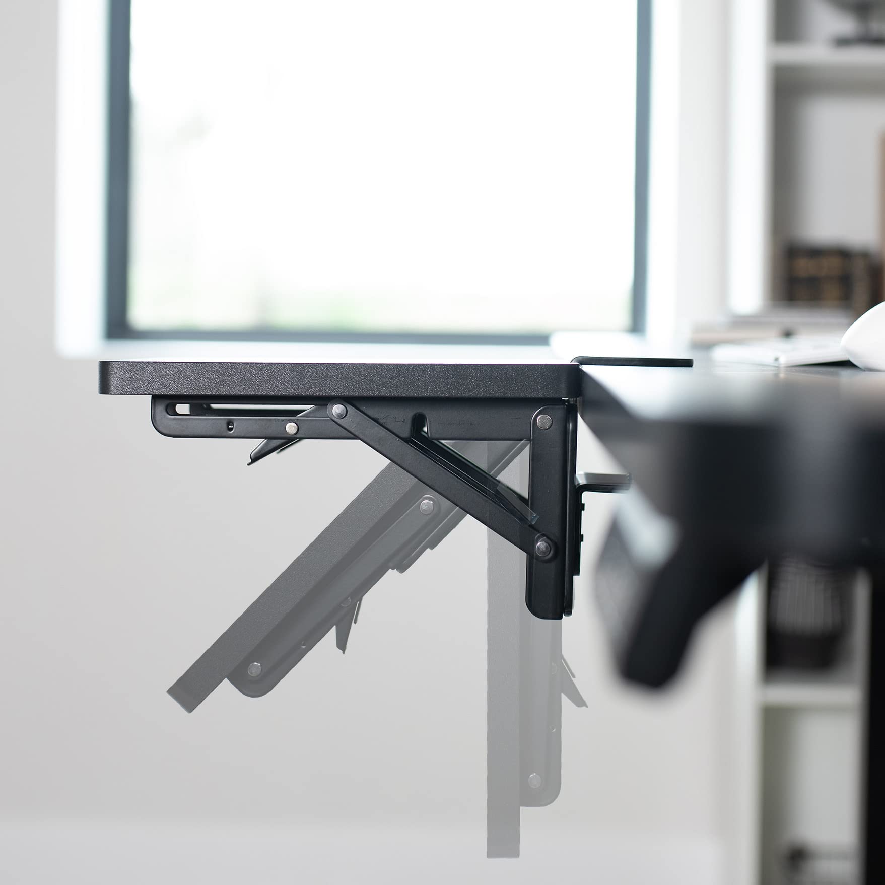 VIVO Clamp-on 6 x 9 inch Desk Extender with Wrist Support - Black Adjustable Armrest Tray for Sit Stand Desks (Includes 11 Clamps) | Perfect for Office Work, Gaming & Home Workspace Ergonomics