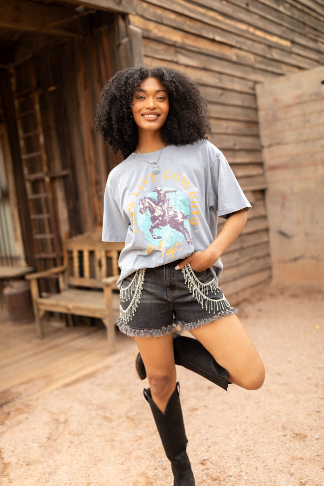 Long Live Cowboys Grey Zutter Graphic Tee - Vintage Western Style T-Shirt for Men | Perfect for Casual Wear, Country Concerts & Rodeo Events