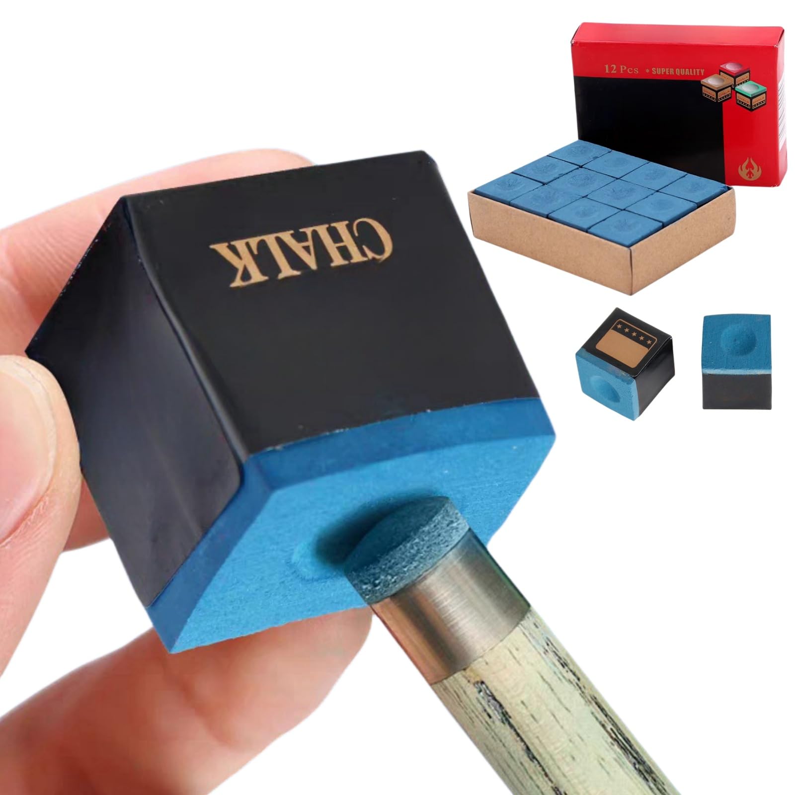 **IATAHI Premium Blue Pool Chalk Box - 12 Pieces, Non-Slip Billiard Cue Chalk for Smooth Shots - Perfect for Pool Tables, Bars, and Professional Tournaments**