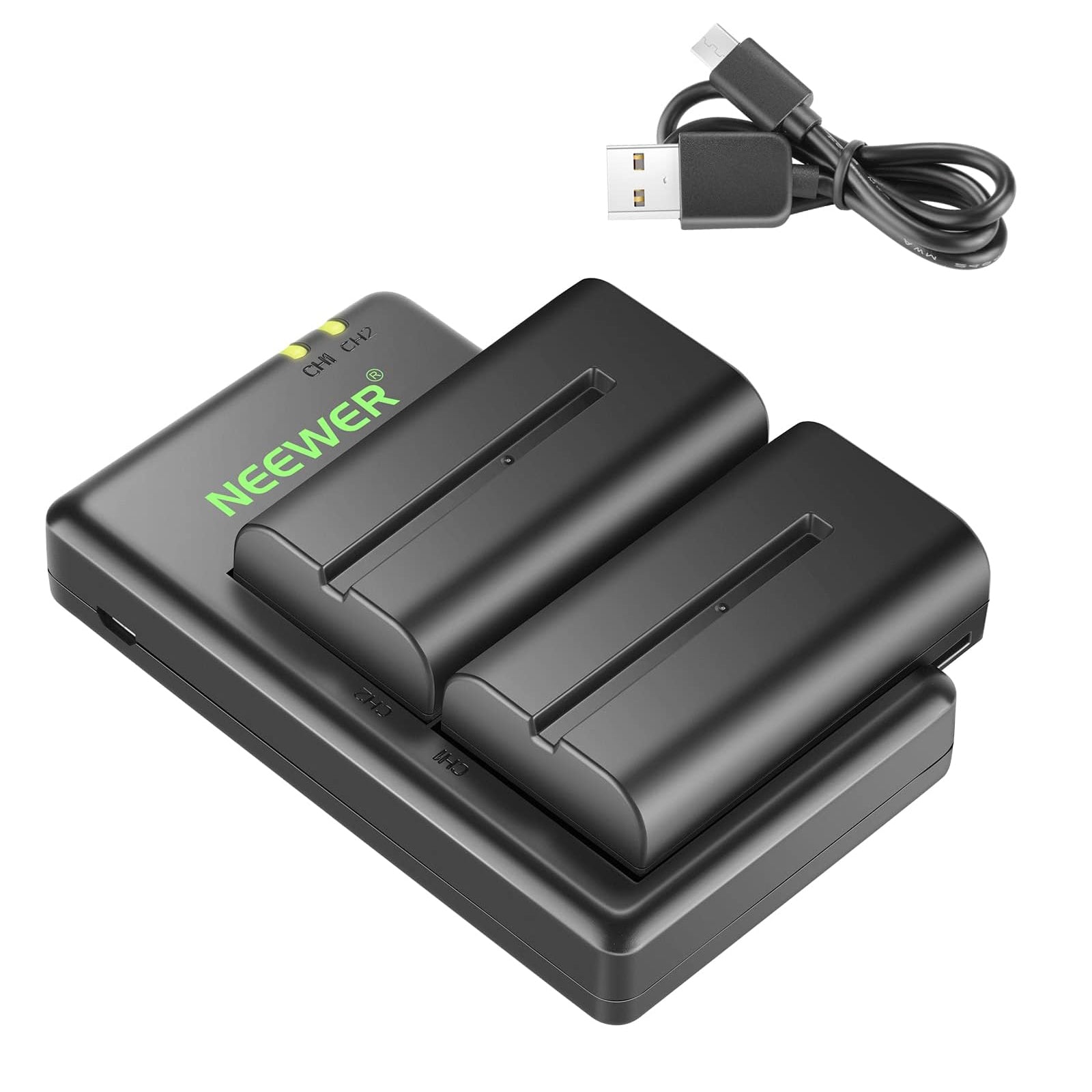 NEEWER NP-F550 Battery Charger Set for Sony Cameras - Fast Charging Dual USB Port for Sony NP-FZ100 NP-FW50 - Perfect for Travel, Vlogging & Photography