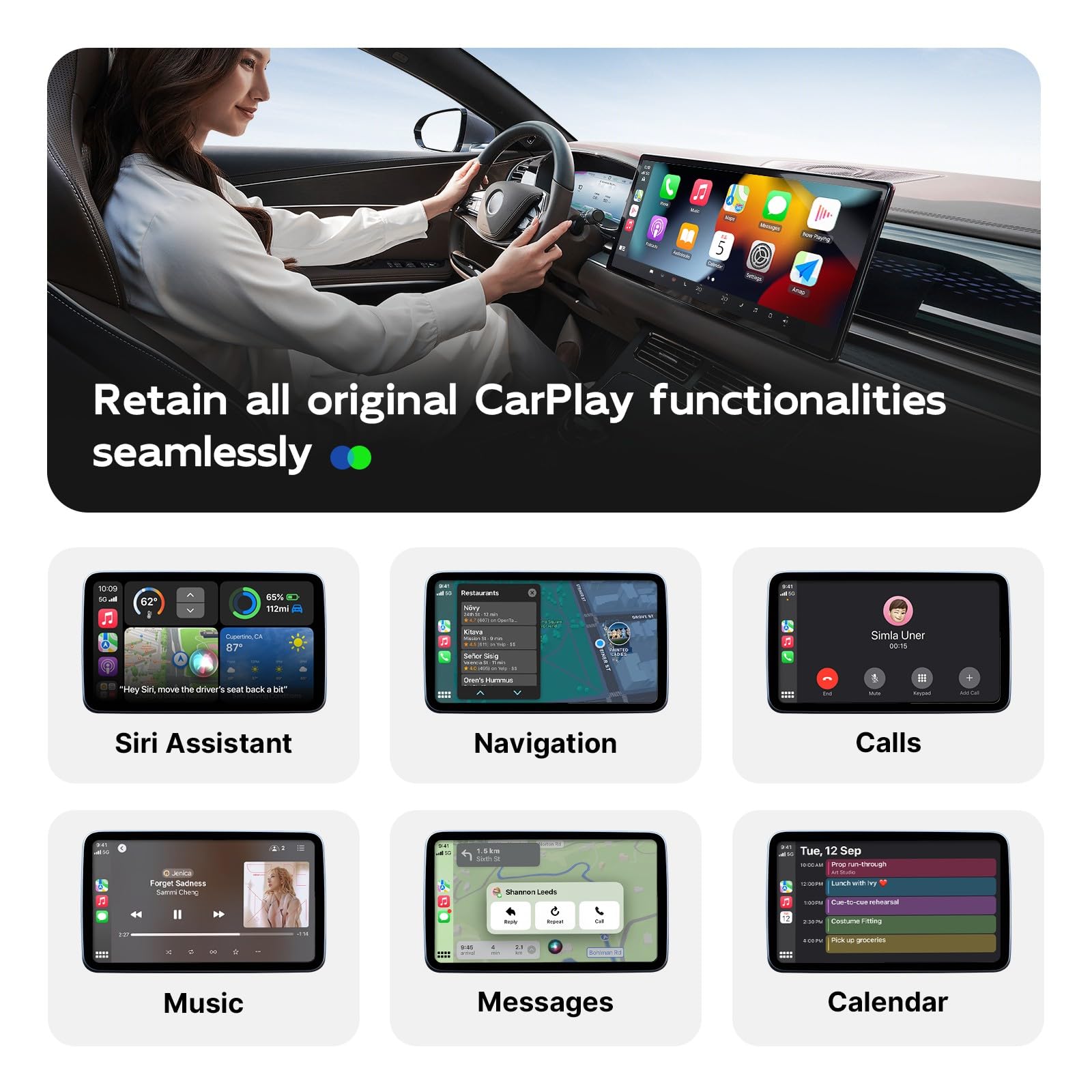2024 Wireless CarPlay Adapter for iPhone - Plug & Play Bluetooth Dongle Converts Wired to Wireless CarPlay (iOS 10+, 2016+ Cars) - Seamless Music Streaming & Hands-Free Calling for Safer Driving
