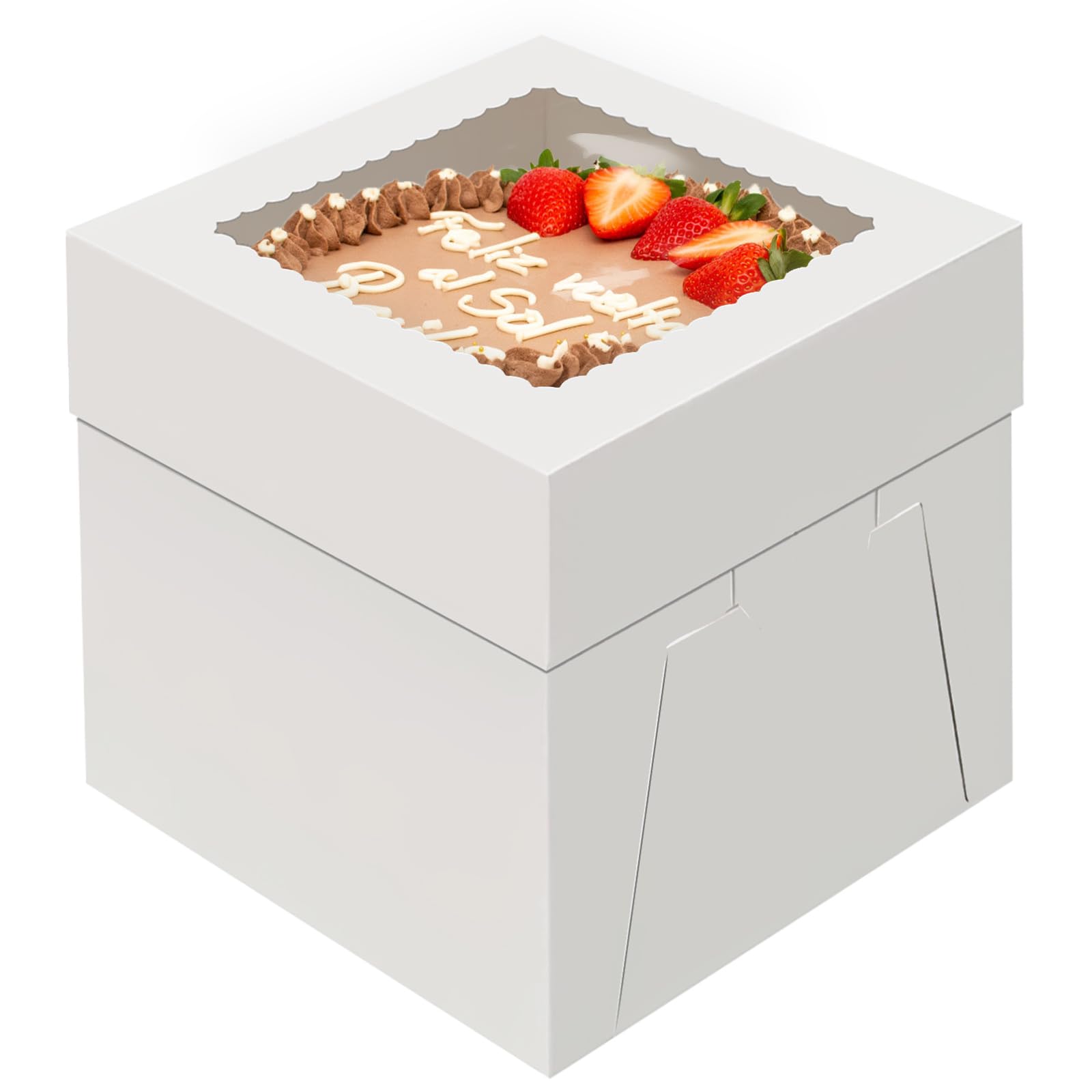 8x8x8 Inch White Cake Boxes 4-Pack - Window Bakery Boxes for Cookies, Pies & Cupcakes - Perfect for Parties & Gifting