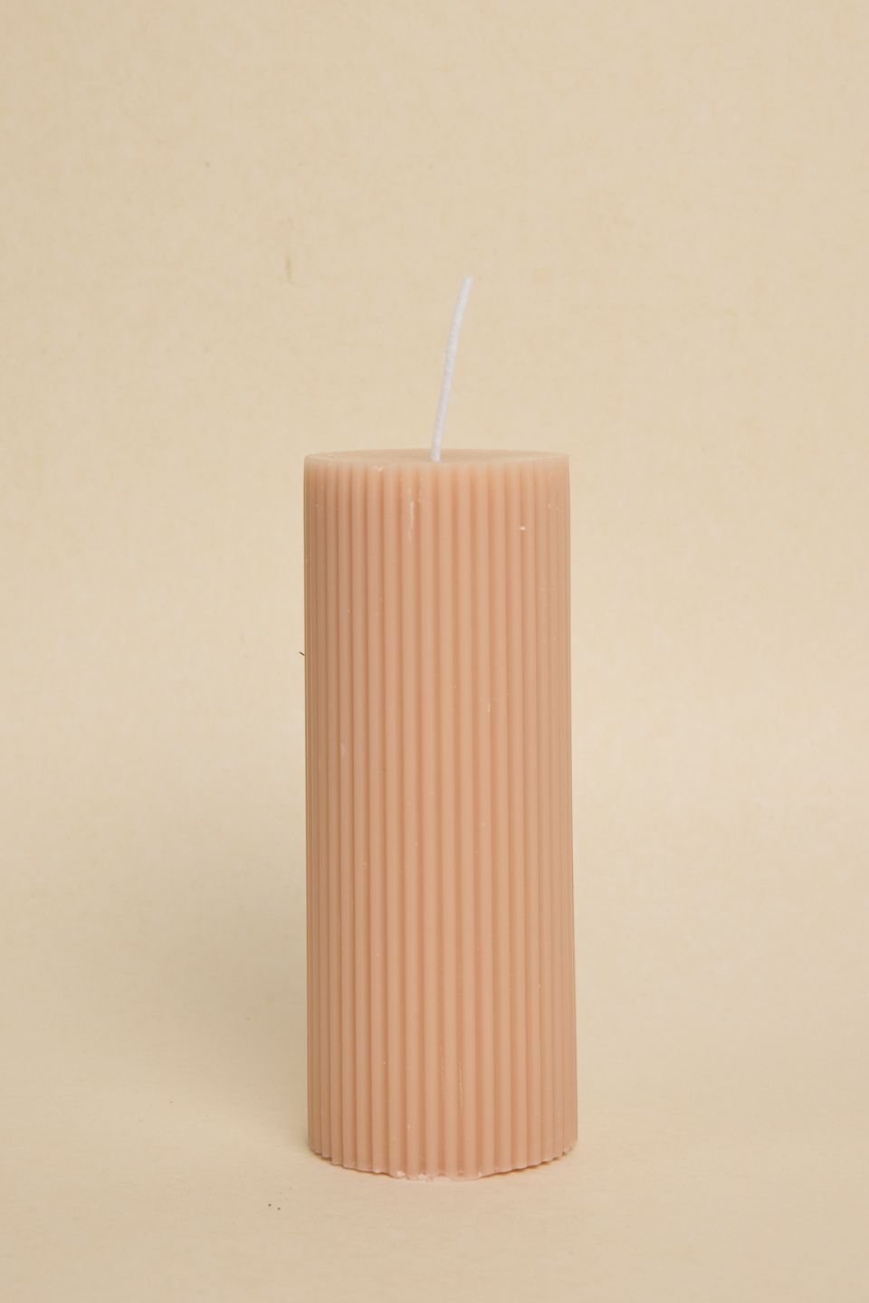 Handmade Soy Wax Candle - Medium Ribbed Column with Flat Top, Nude Color for Home Decor, Relaxation & Aromatherapy