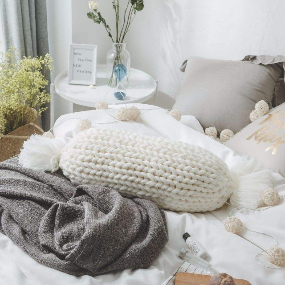 Handmade Nordic Throw Pillow Cover - 30x50cm Solid Color Cushion for Sofa, Bed, Car Seat (White, Gray, Pink) | Cozy Home Decor & Living Room Accent