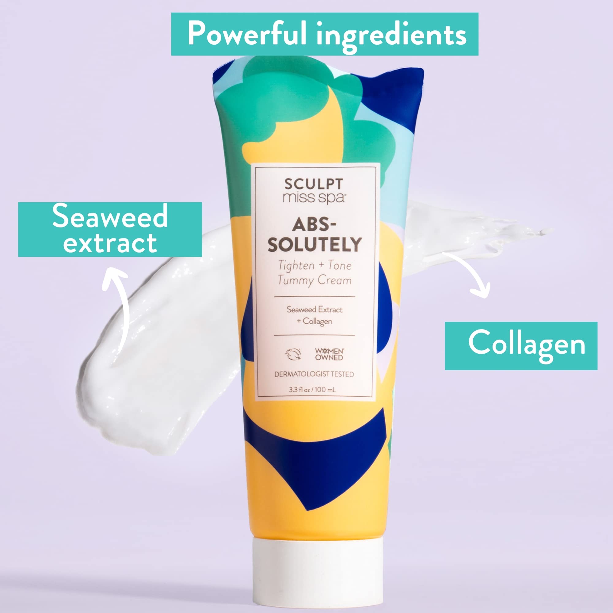 MISS SPA Tightening & Firming Tummy Cream with Collagen - Anti-Aging Body Lotion for Abdominal Tone & Skin Elasticity (3.3 fl oz) | Post-Pregnancy, Weight Loss & Daily Body Care Solution