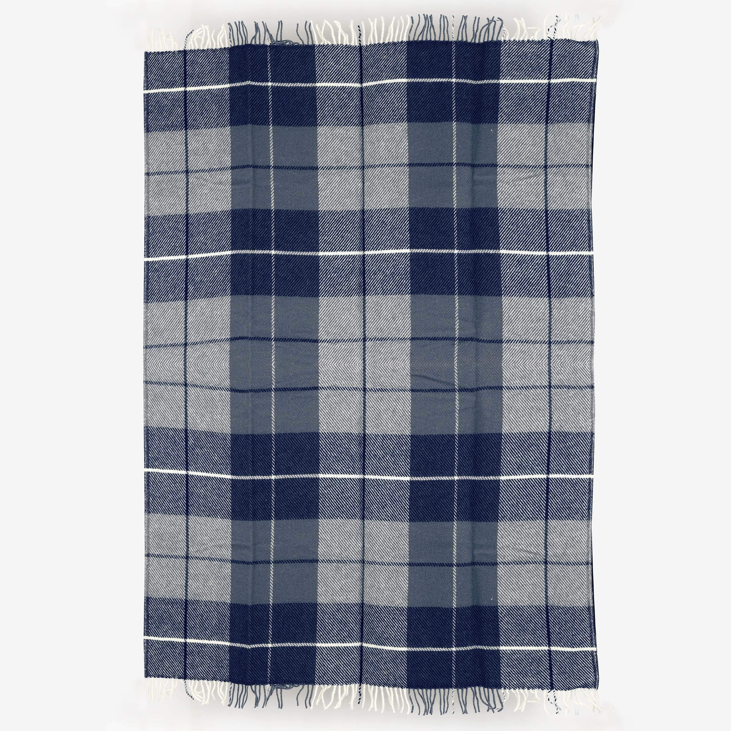 ICEWEAR Ylur 100% Wool Plaid Knit Design Outdoor Throw Blanket - Soft & Warm Blue Checkered Blanket for Camping, Picnics & Cozy Home Decor